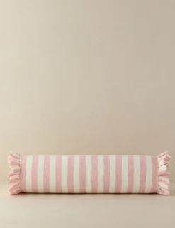 Amaroso Linen Ruffle Bolster Pillow