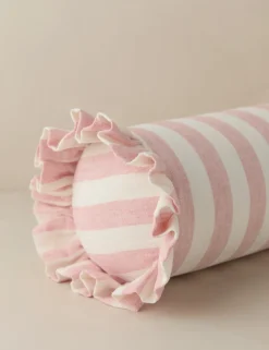 Amaroso Linen Ruffle Bolster Pillow