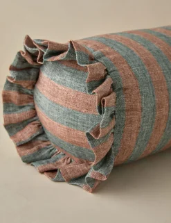 Amaroso Linen Ruffle Bolster Pillow