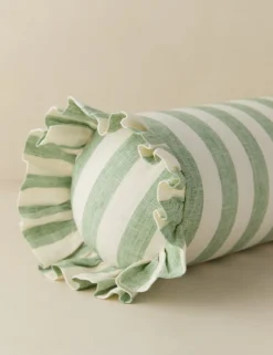 Amaroso Linen Ruffle Bolster Pillow