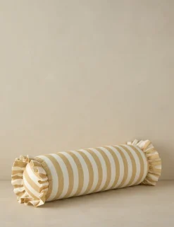 Amaroso Linen Ruffle Bolster Pillow