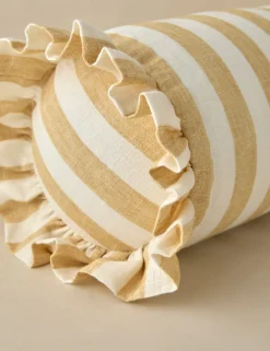 Amaroso Linen Ruffle Bolster Pillow