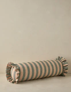 Amaroso Linen Ruffle Bolster Pillow