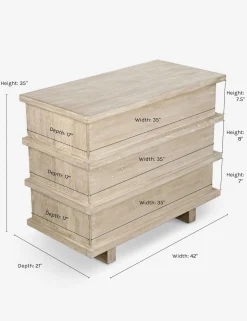 Corliss 3-Drawer Dresser, White Wash