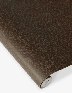 Faux Grasscloth Parquet Textured Peel + Stick Wallpaper by Jeremiah Brent