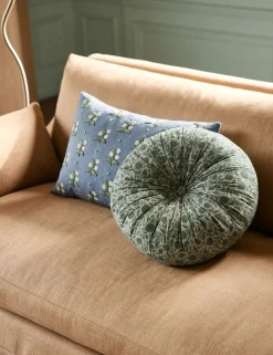 Fransen Linen Cotton Tufted Round Pillow