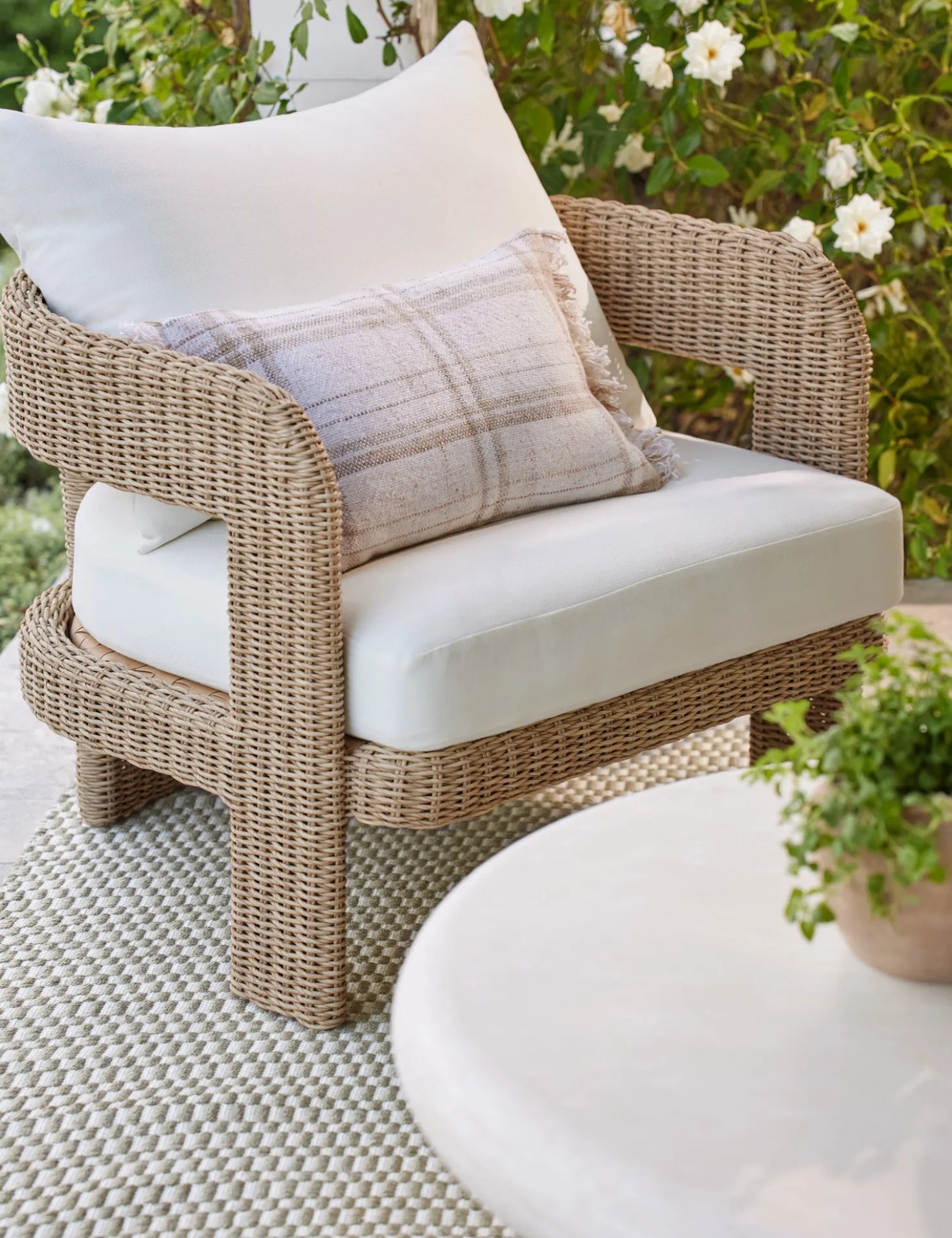 Hadler Outdoor Accent Chair, Ivory