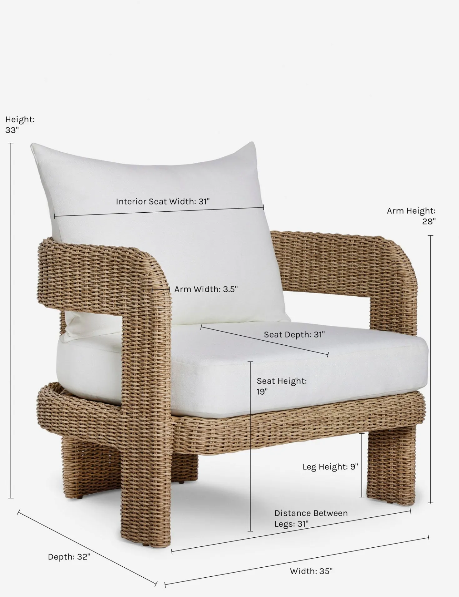 Hadler Outdoor Accent Chair, Ivory