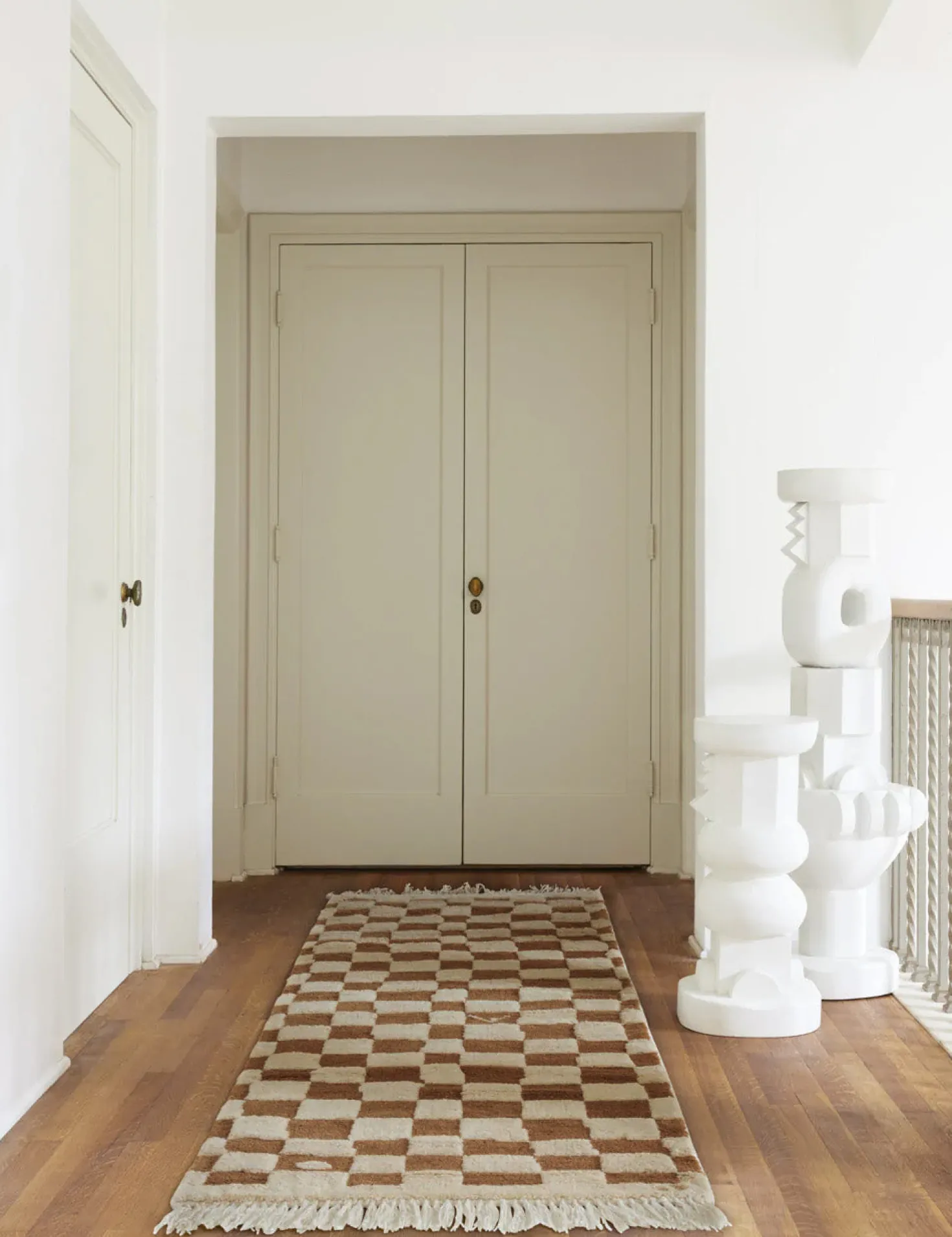 Irregular Checkerboard Hand-Knotted Wool Rug by Sarah Sherman Samuel