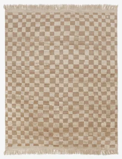 Irregular Checkerboard Hand-Knotted Wool Rug by Sarah Sherman Samuel