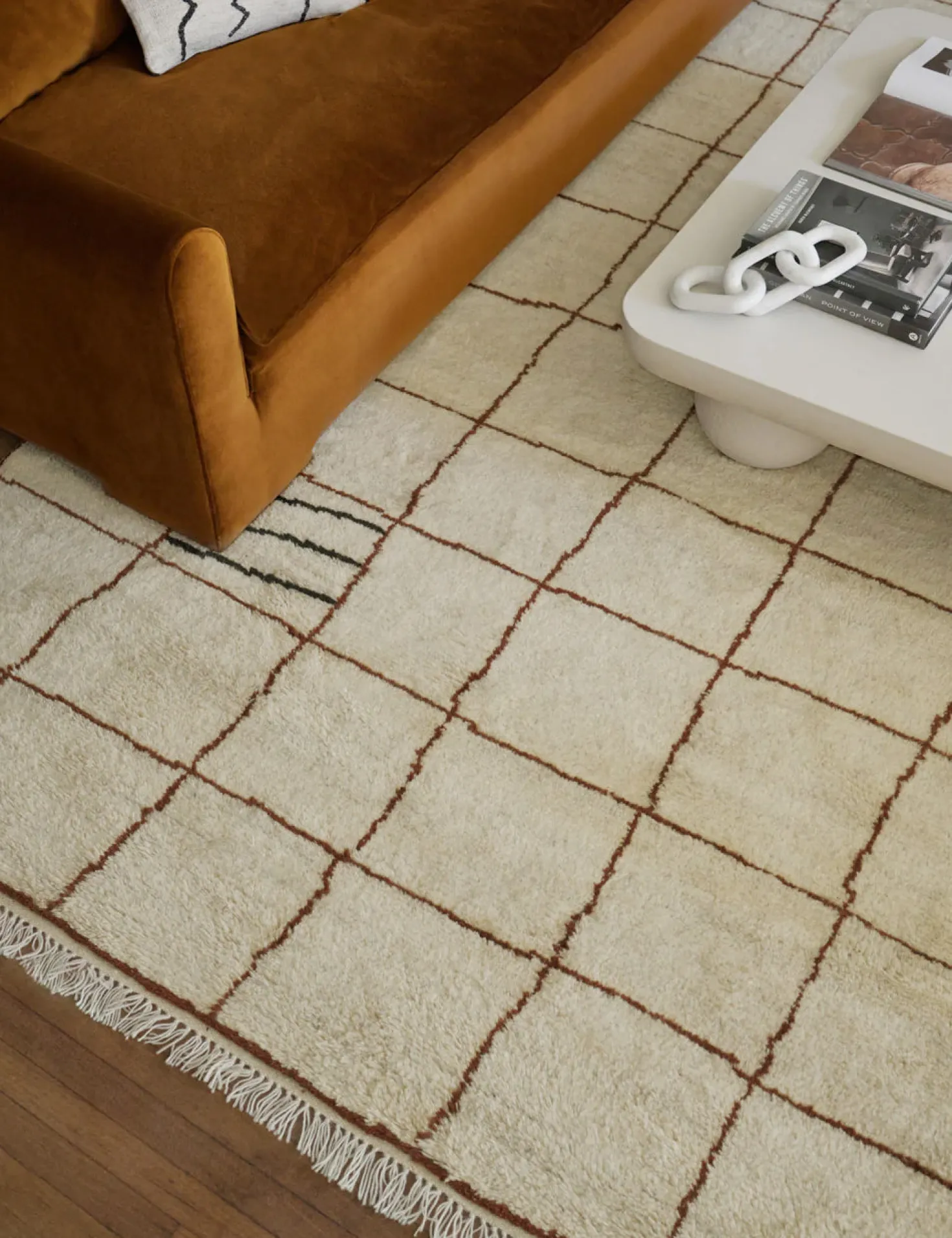 Irregular Grid Hand-Knotted Wool Rug by Sarah Sherman Samuel