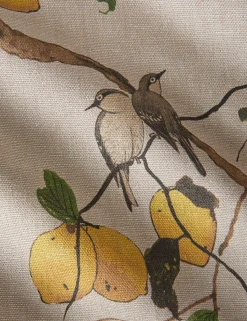 Lemon Birds Flax Linen Fabric by Nathan Turner