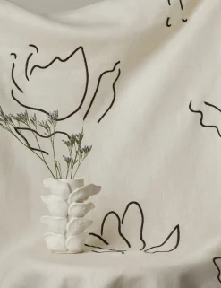 Narsi Embroidered Linen Fabric by Sarah Sherman Samuel