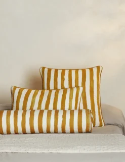 Painterly Stripe Linen Long Bolster Pillow by Sarah Sherman Samuel