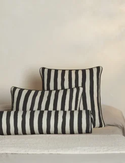 Painterly Stripe Linen Long Bolster Pillow by Sarah Sherman Samuel