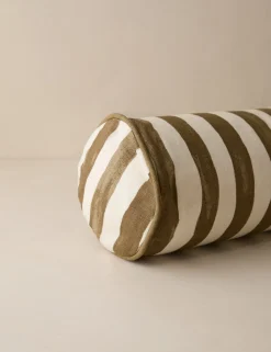 Painterly Stripe Linen Long Bolster Pillow by Sarah Sherman Samuel