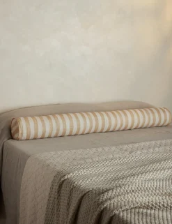 Painterly Stripe Linen Long Bolster Pillow by Sarah Sherman Samuel