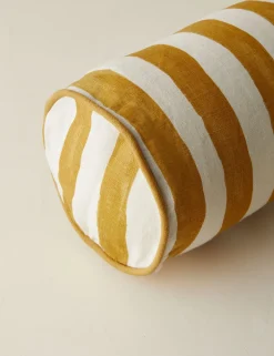 Painterly Stripe Linen Long Bolster Pillow by Sarah Sherman Samuel