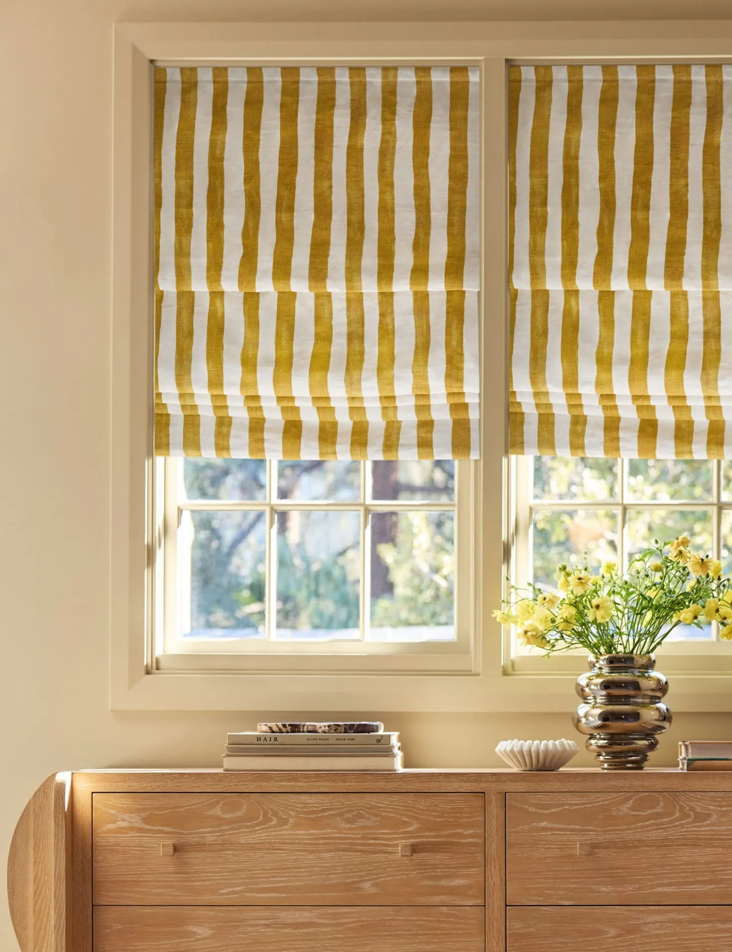 Painterly Stripe Roman Shade by Sarah Sherman Samuel