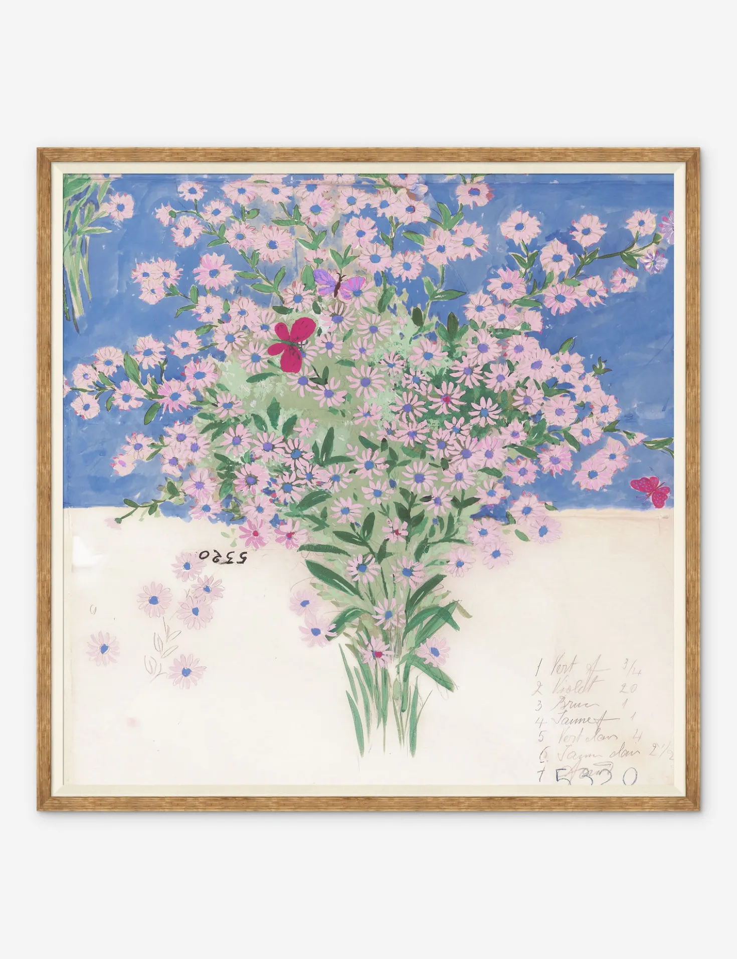 Papillons Et Margeurites Diptych Print by Paule Marrot