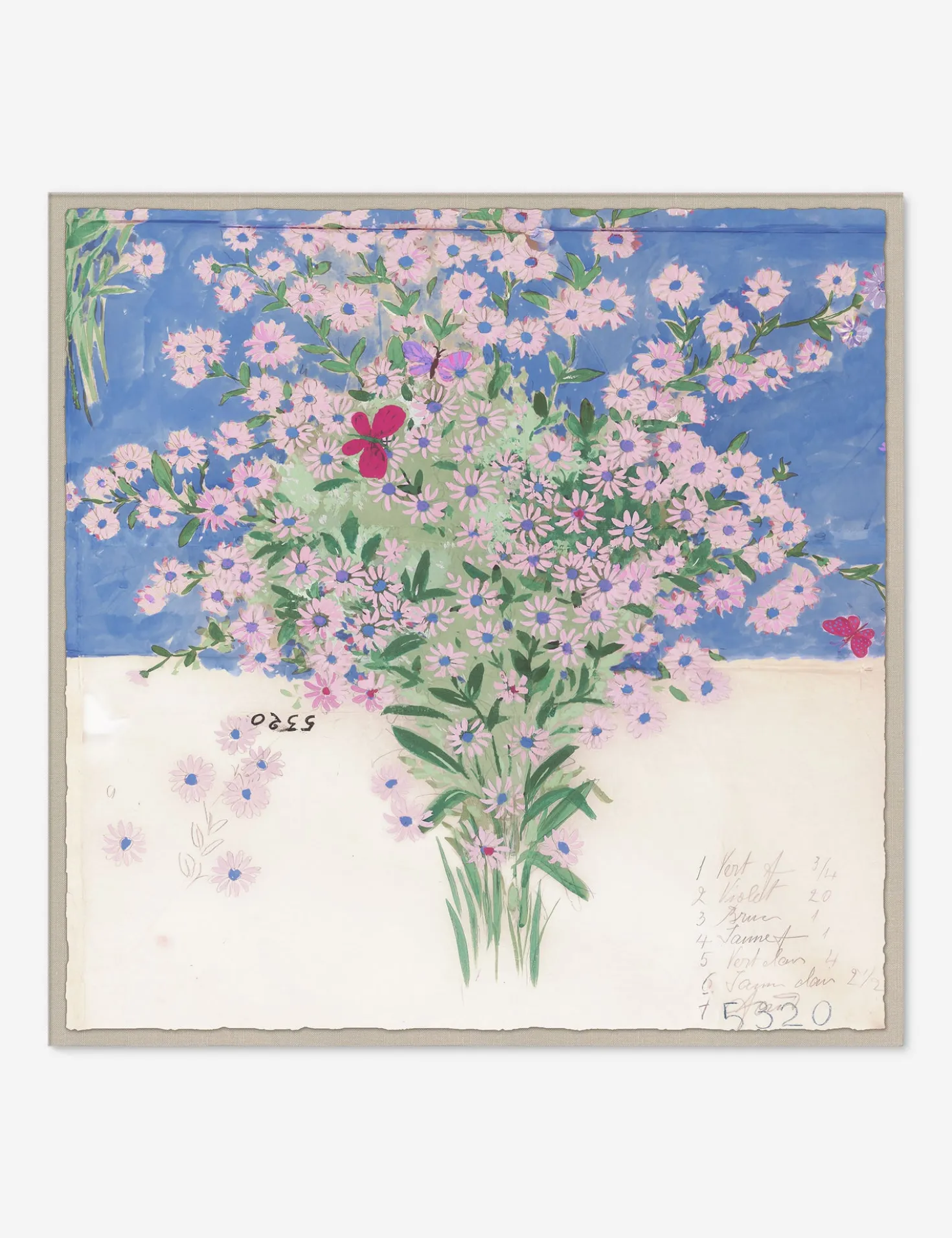Papillons Et Margeurites Diptych Print by Paule Marrot