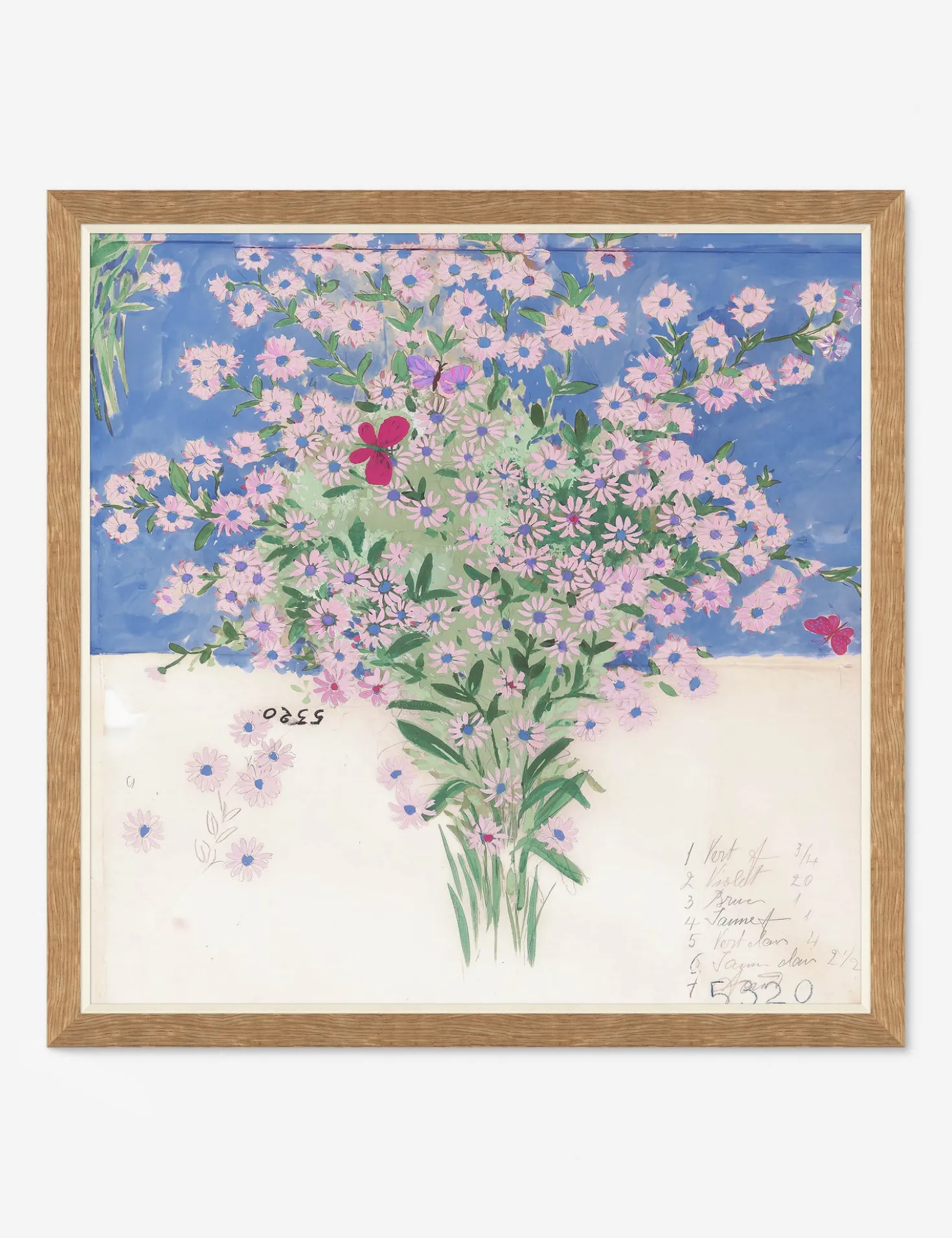 Papillons Et Margeurites Diptych Print by Paule Marrot
