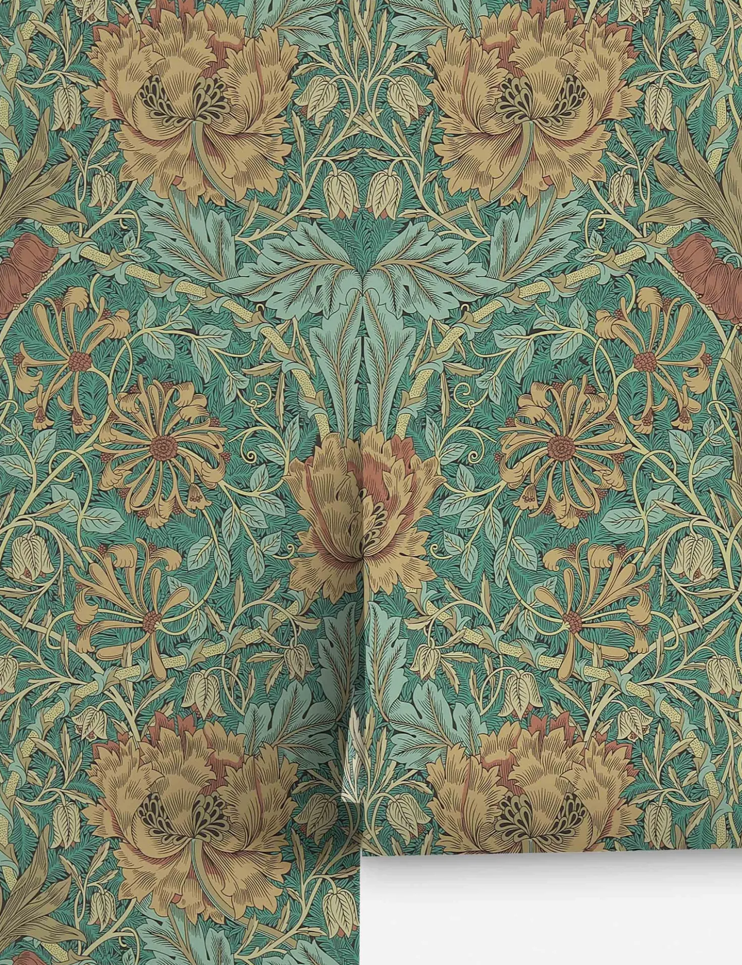 Pure Honeysuckle & Tulip Wallpaper by Morris & Co.