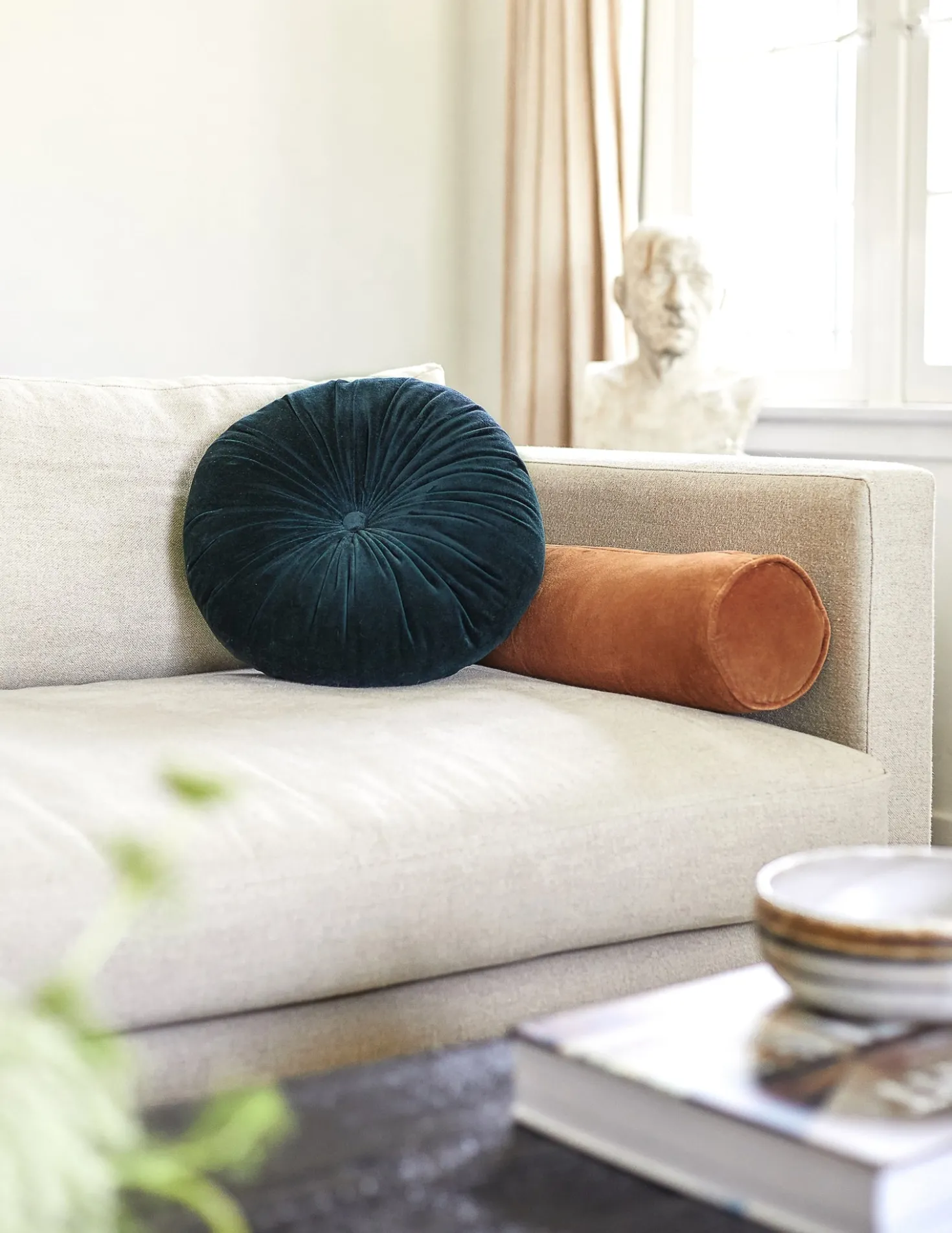 Sabine Velvet Bolster Pillow