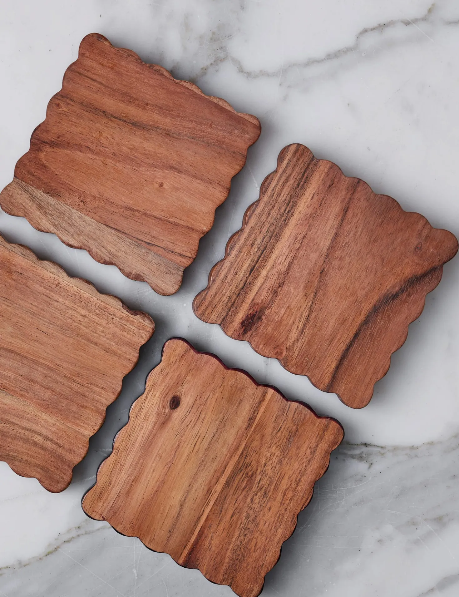 Scalloped Wood Coasters (Set of 4) by etúHOME