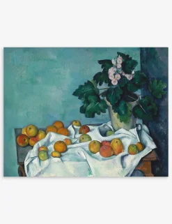 Still Life with Apples and a Pot of Primroses Print by Paul Cézanne