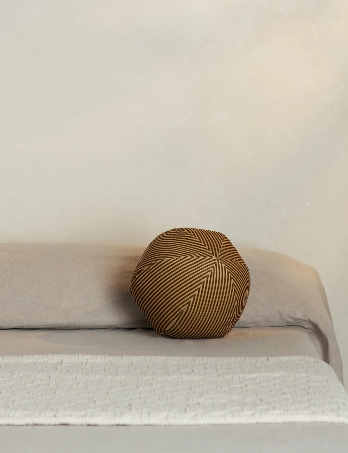 Striped Velvet Ball Pillow by Sarah Sherman Samuel