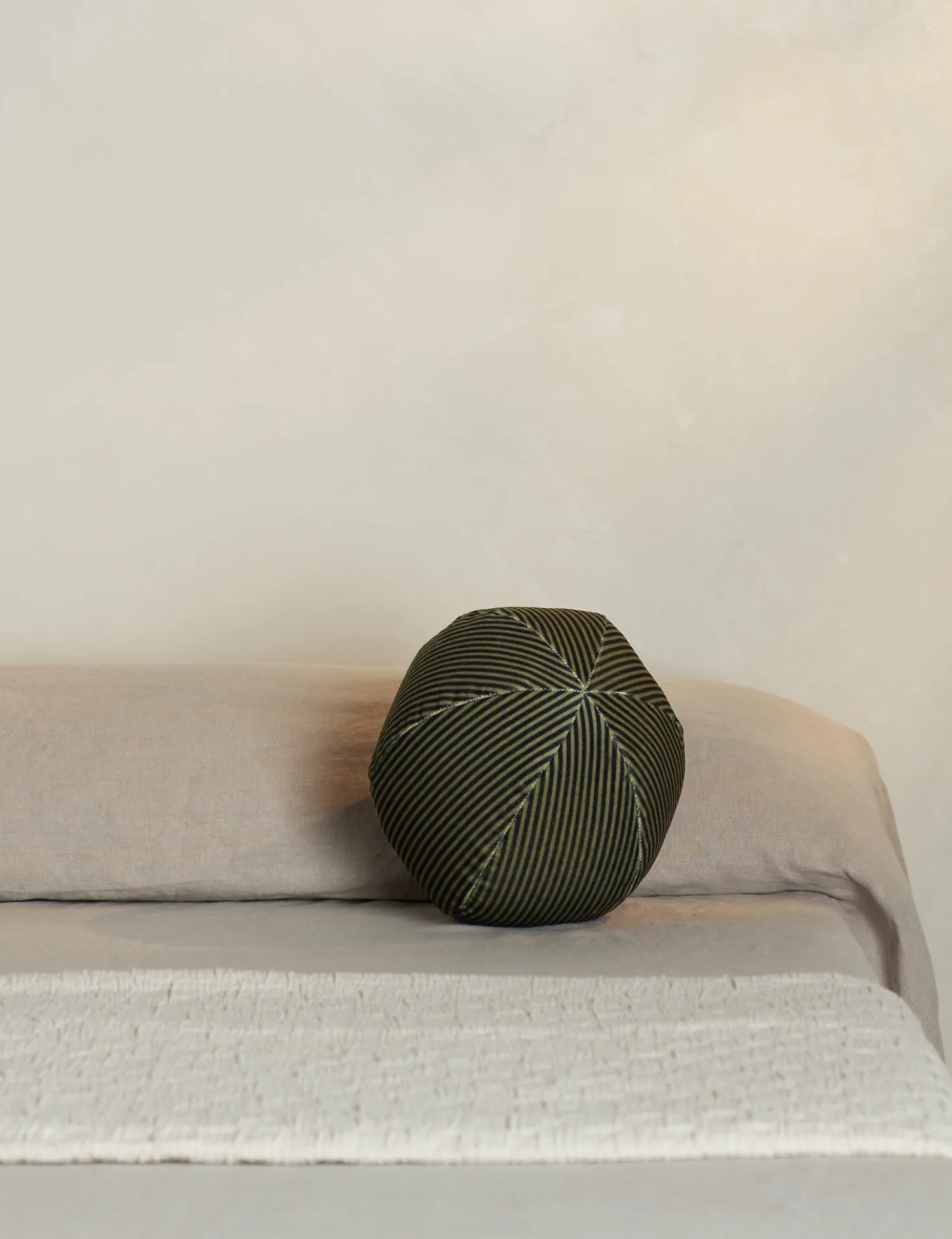 Striped Velvet Ball Pillow by Sarah Sherman Samuel