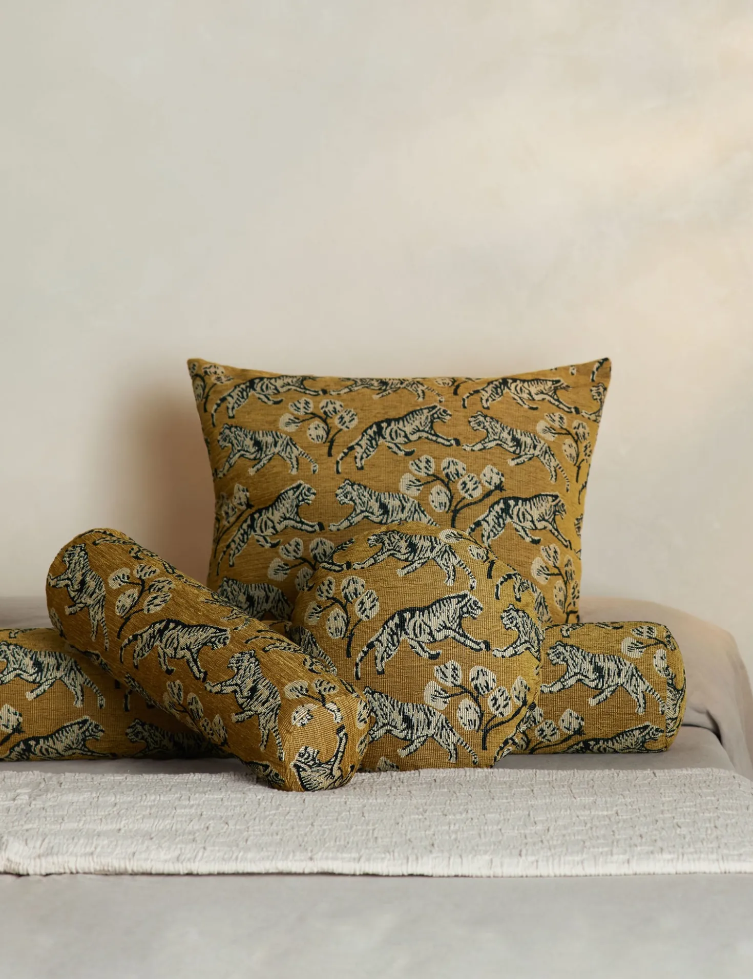 Tiger Jacquard Long Bolster Pillow by Sarah Sherman Samuel