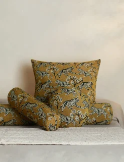 Tiger Jacquard Round Pillow by Sarah Sherman Samuel