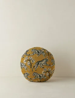 Tiger Jacquard Round Pillow by Sarah Sherman Samuel