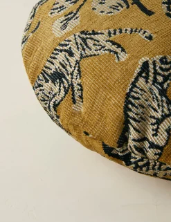 Tiger Jacquard Round Pillow by Sarah Sherman Samuel
