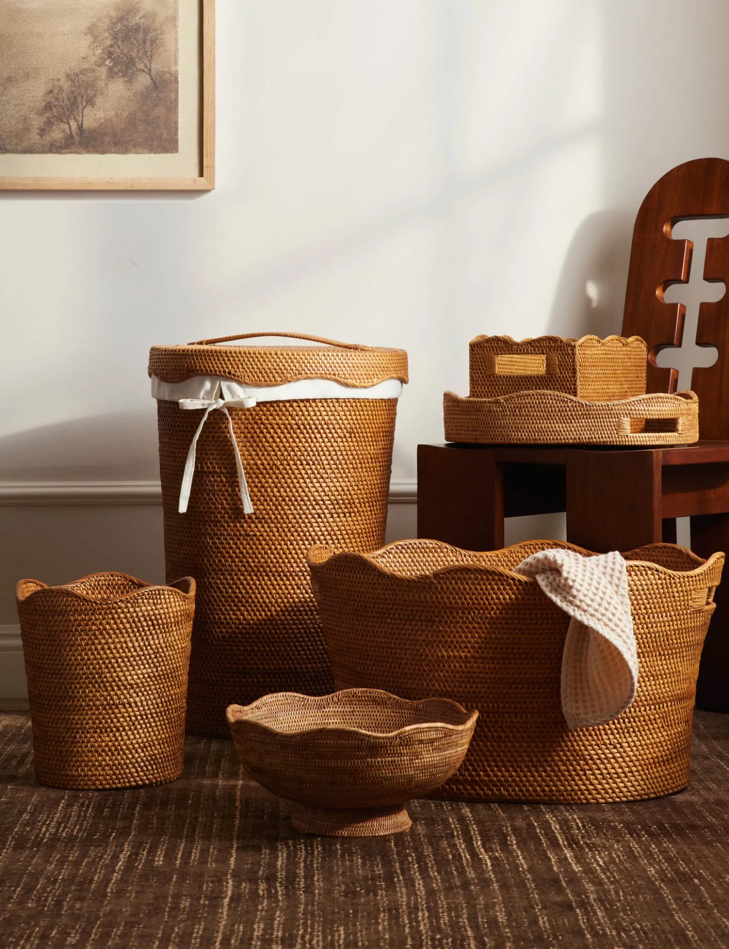 Tyna Rattan Lidded Hamper