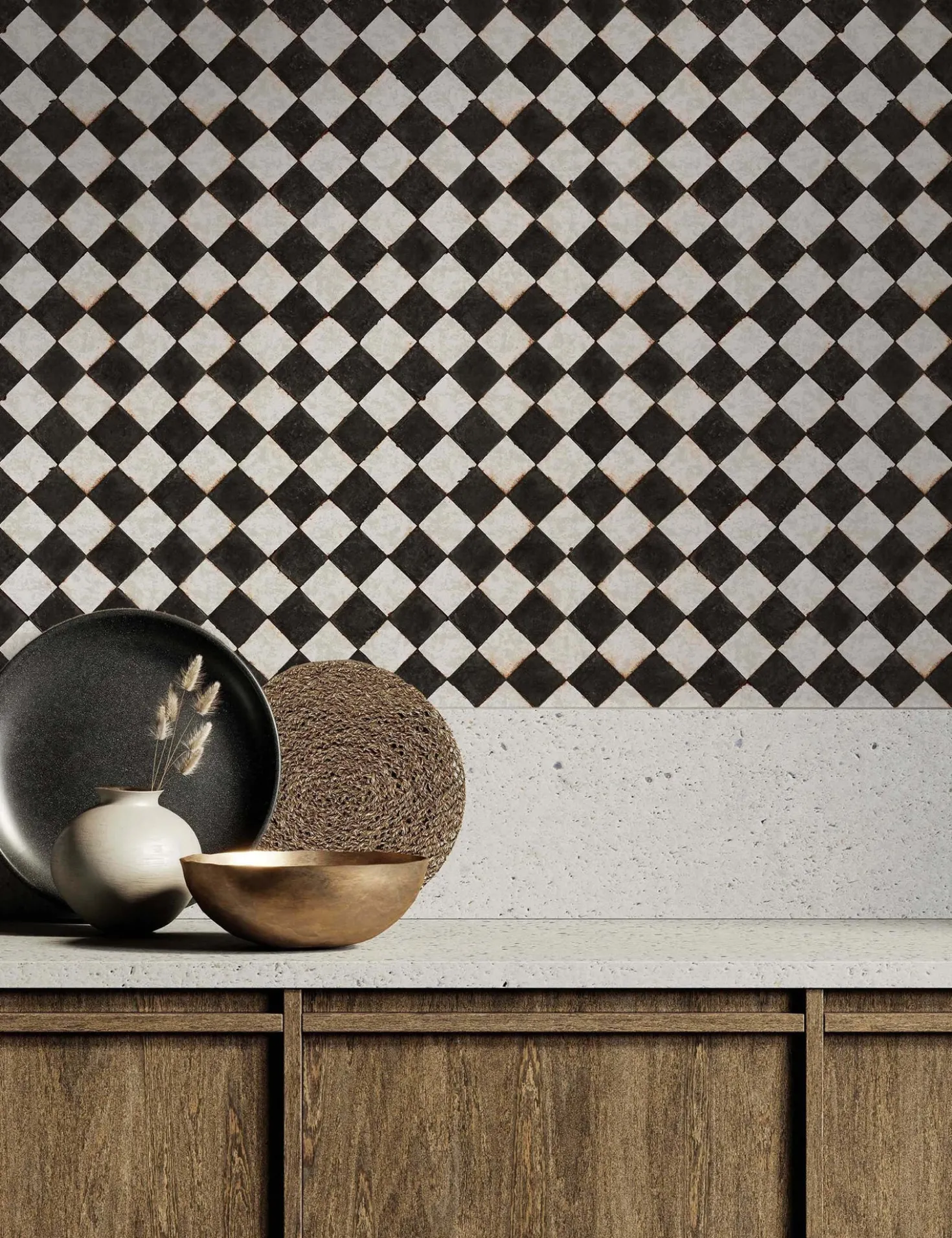 Vintage Check Textured Peel + Stick Wallpaper by Jeremiah Brent