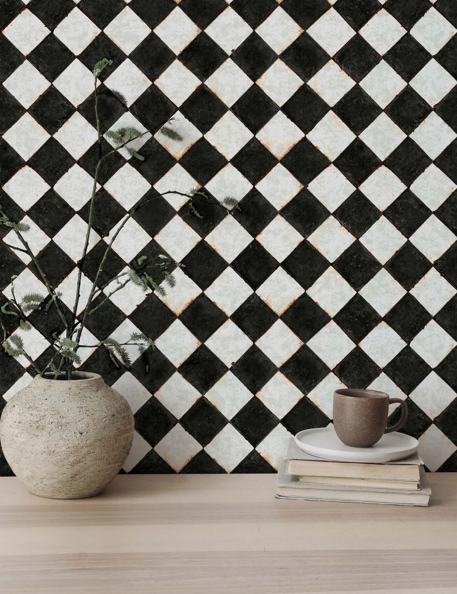 Vintage Check Textured Peel + Stick Wallpaper by Jeremiah Brent
