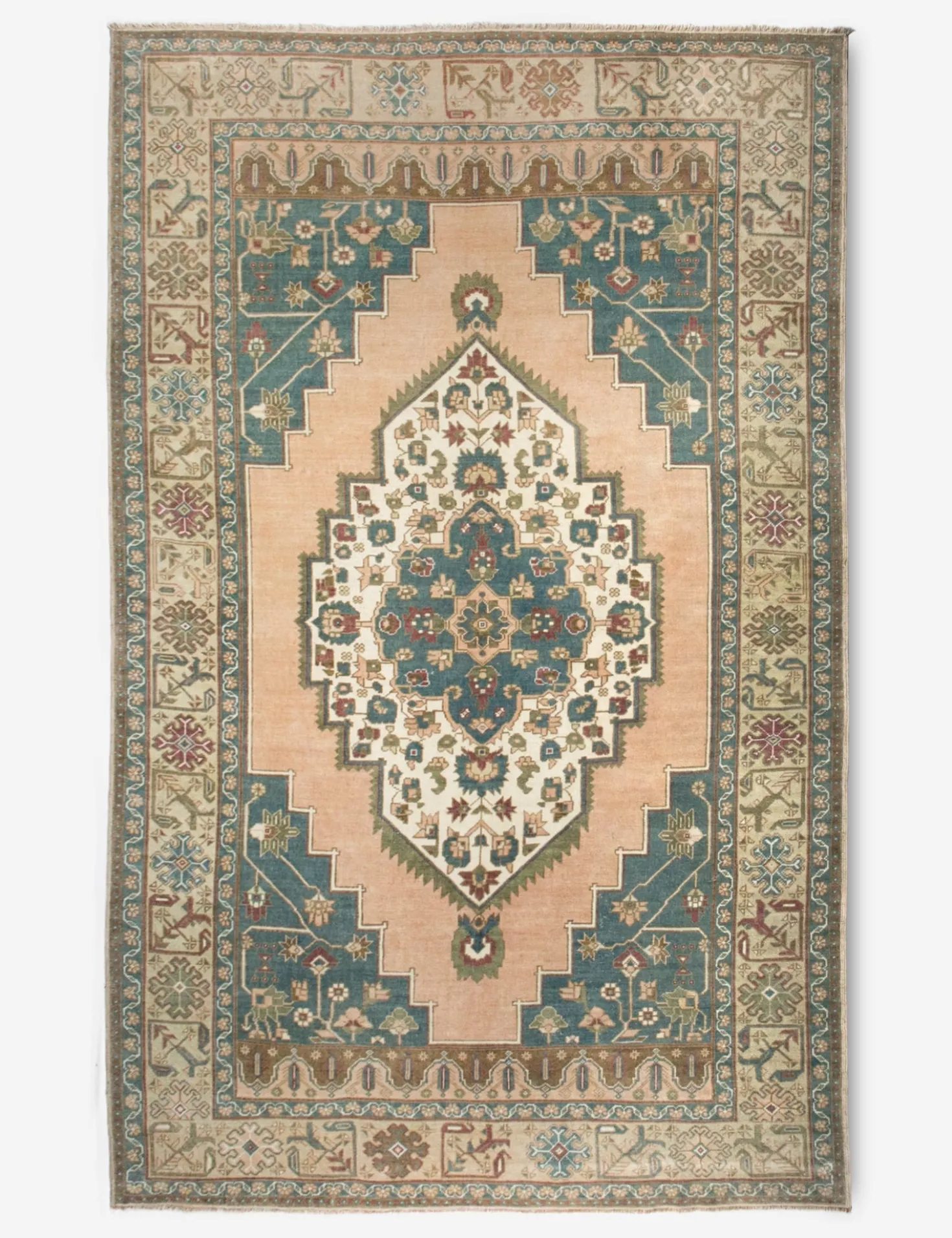 Vintage Turkish Hand-Knotted Wool Rug No. 383, 6'8" x 10'12"