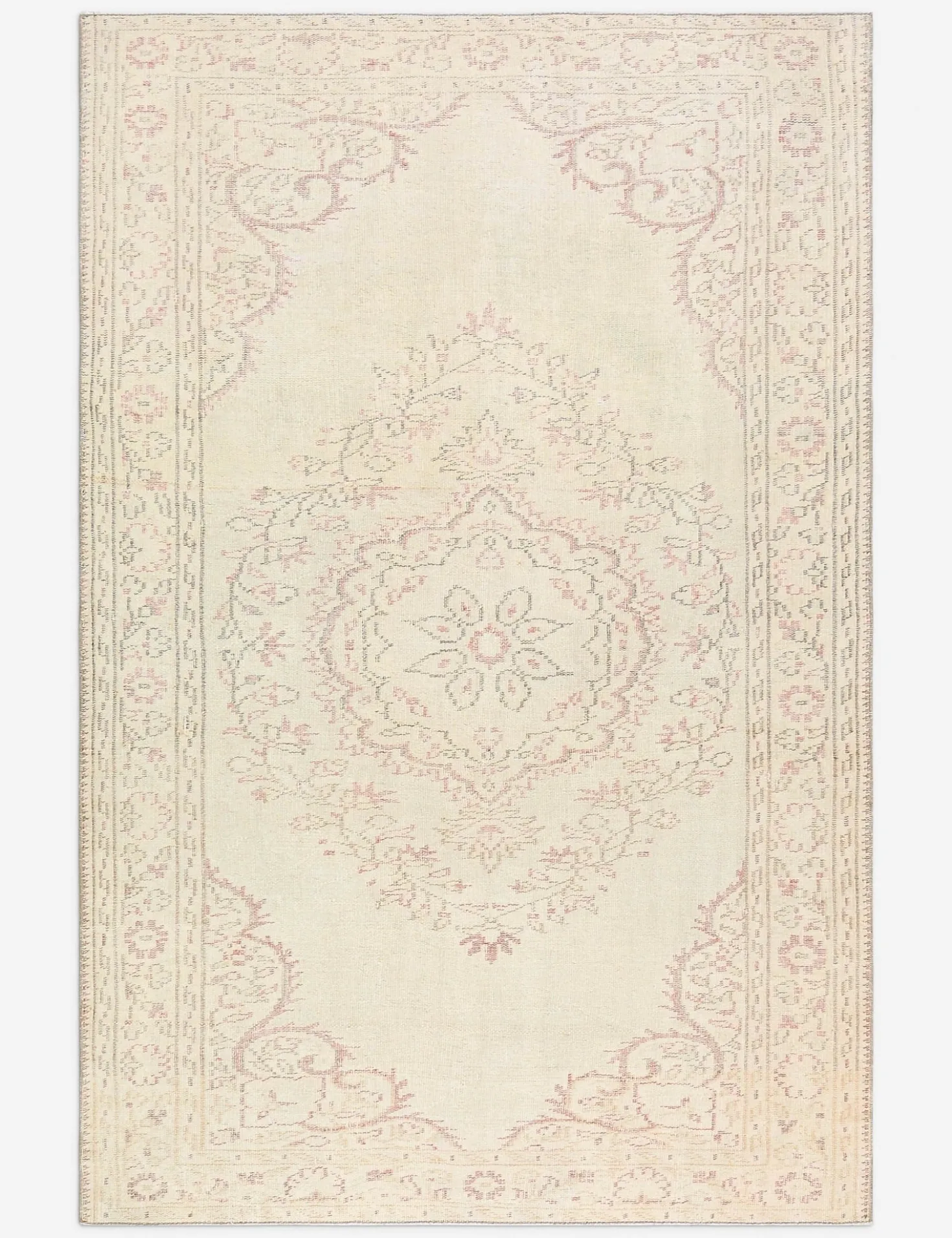 Vintage Turkish Hand-Knotted Wool Rug No. 501, 5' 6" x 8' 7"