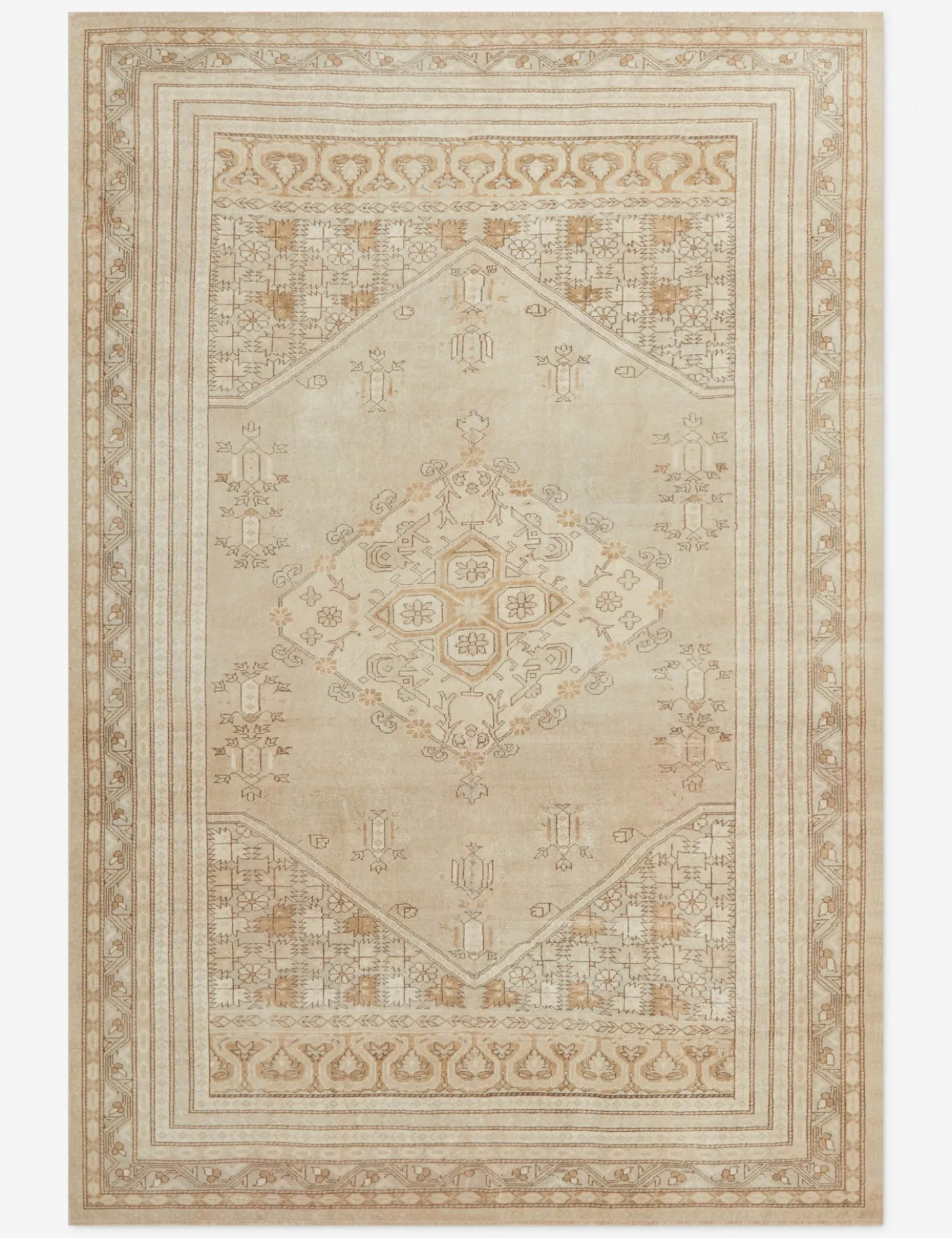Vintage Turkish Hand-Knotted Wool Rug No. 318, 6'4" x 9'5"