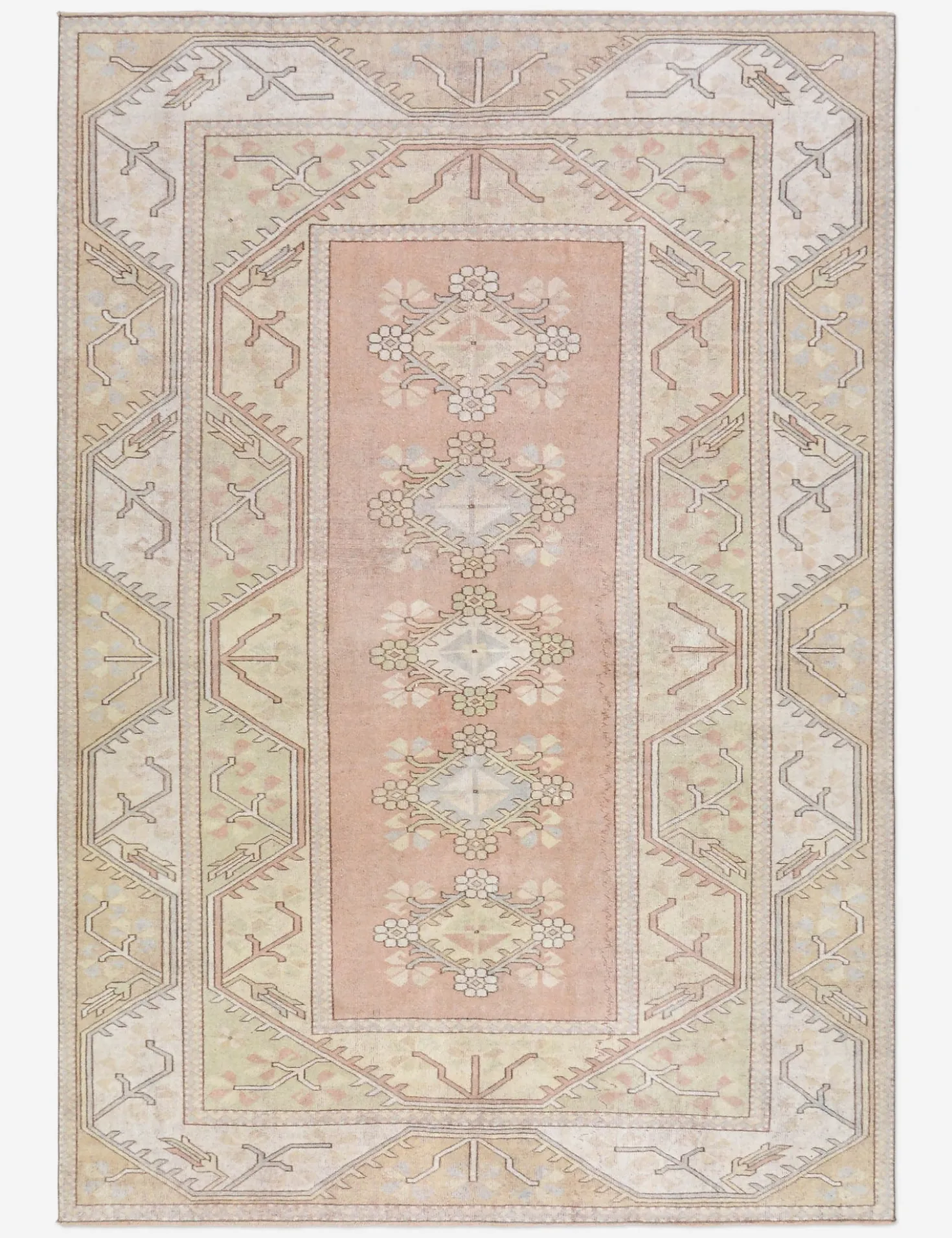 Vintage Turkish Hand-Knotted Wool Rug No. 486, 6' 5" x 9' 4"