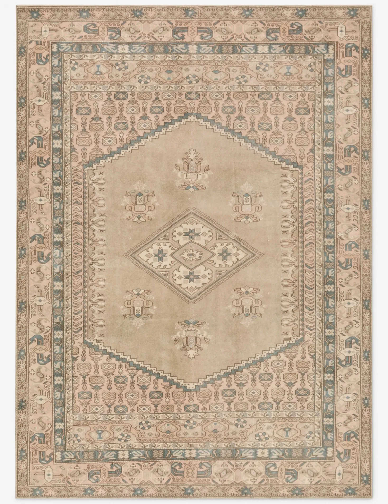 Vintage Turkish Hand-Knotted Wool Rug No. 419, 6'6" x 8'10"