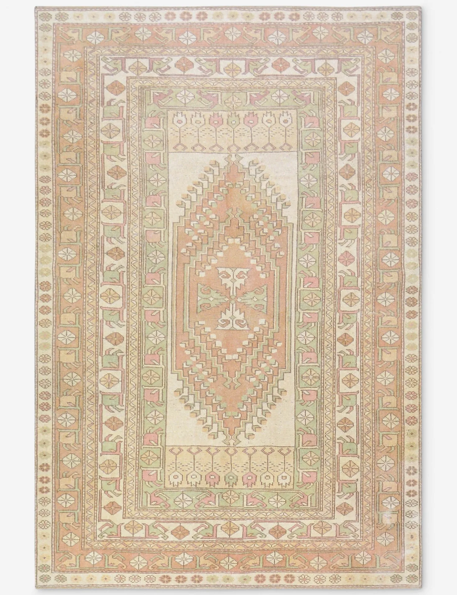 Vintage Turkish Hand-Knotted Wool Rug No. 474, 5' x 7' 4"