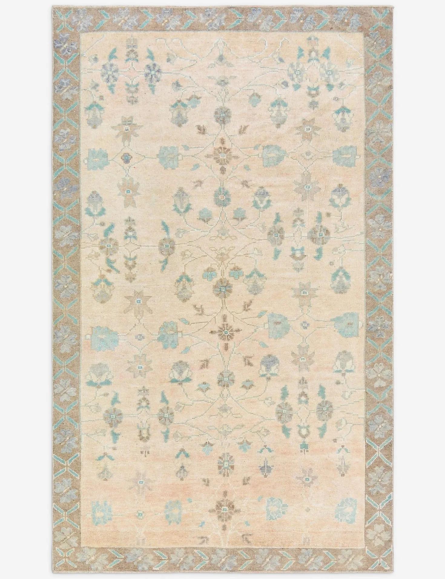 Vintage Turkish Hand-Knotted Wool Rug No. 484, 4' 4" x 7' 4"