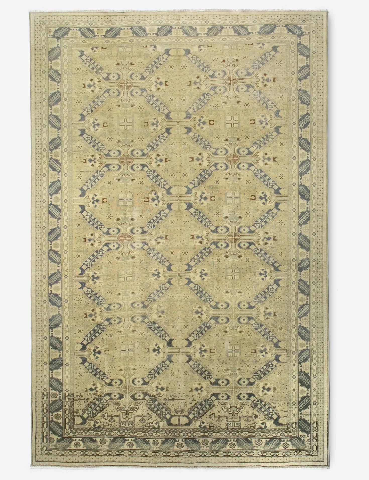 Vintage Turkish Hand-Knotted Wool Rug No. 382, 6'5" x 9'5"