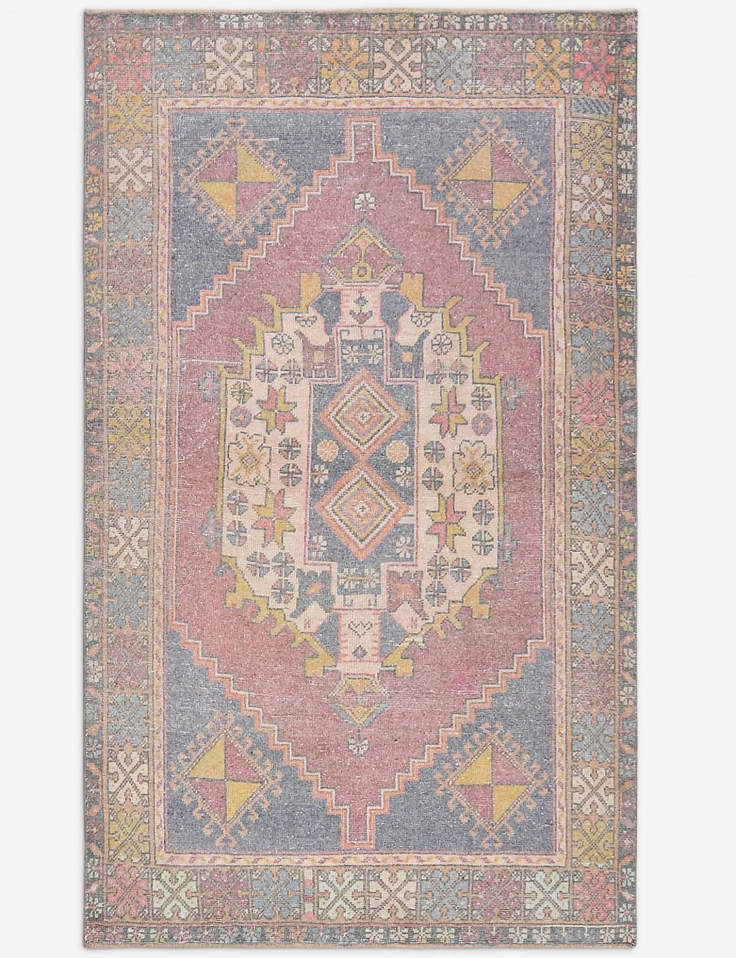 Vintage Turkish Hand-Knotted Wool Rug No. 500, 3' 11" x 6' 2"