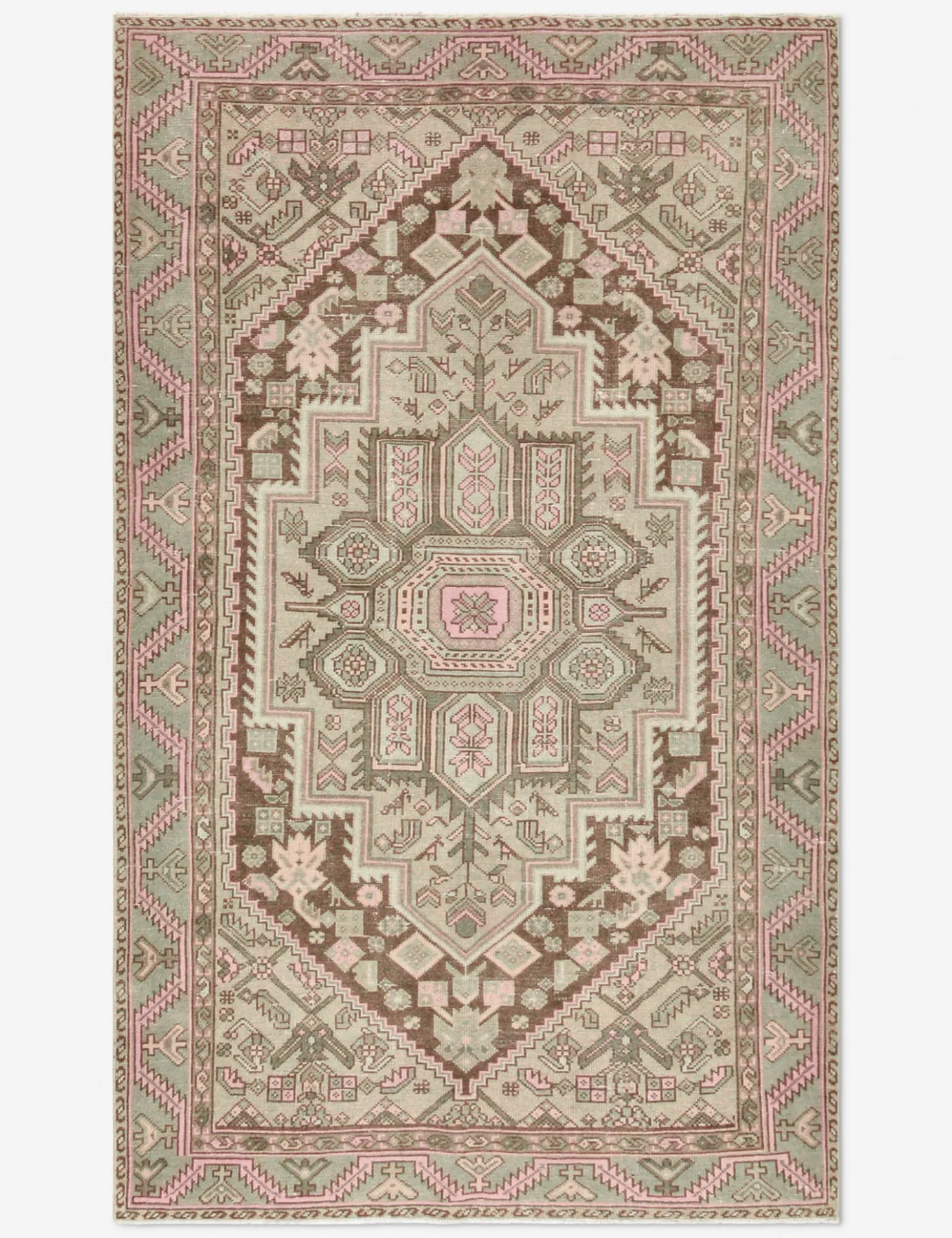 Vintage Turkish Hand-Knotted Wool Rug No. 430, 4'1" x 6'9"