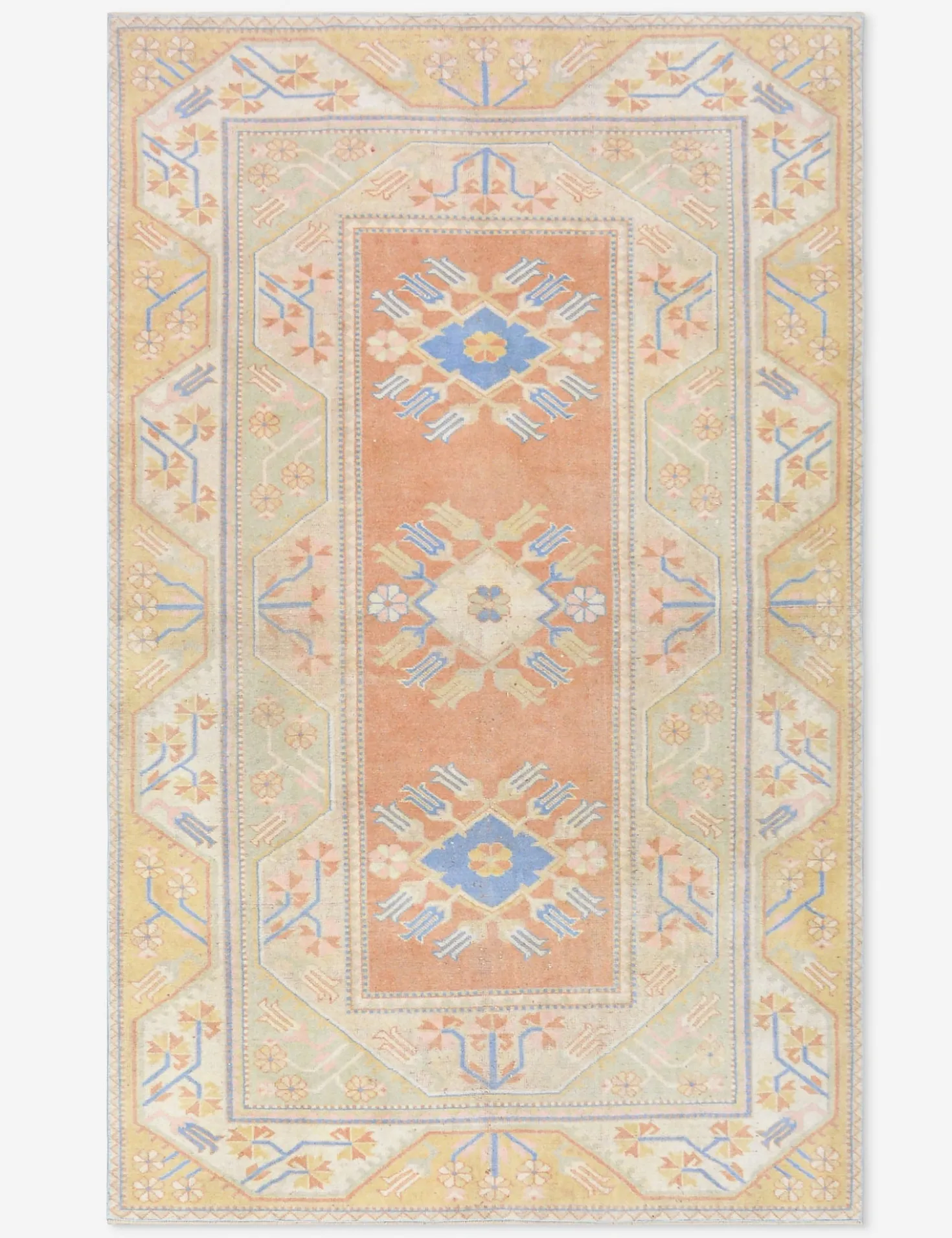 Vintage Turkish Hand-Knotted Wool Rug No. 466, 5' x 8' 2"